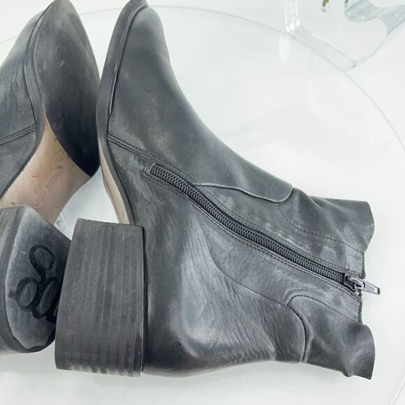 Paul Green Women's Boot Size 8 Block Heel Pointed Bootie Black Leather Zip Up - Picture 10 of 16